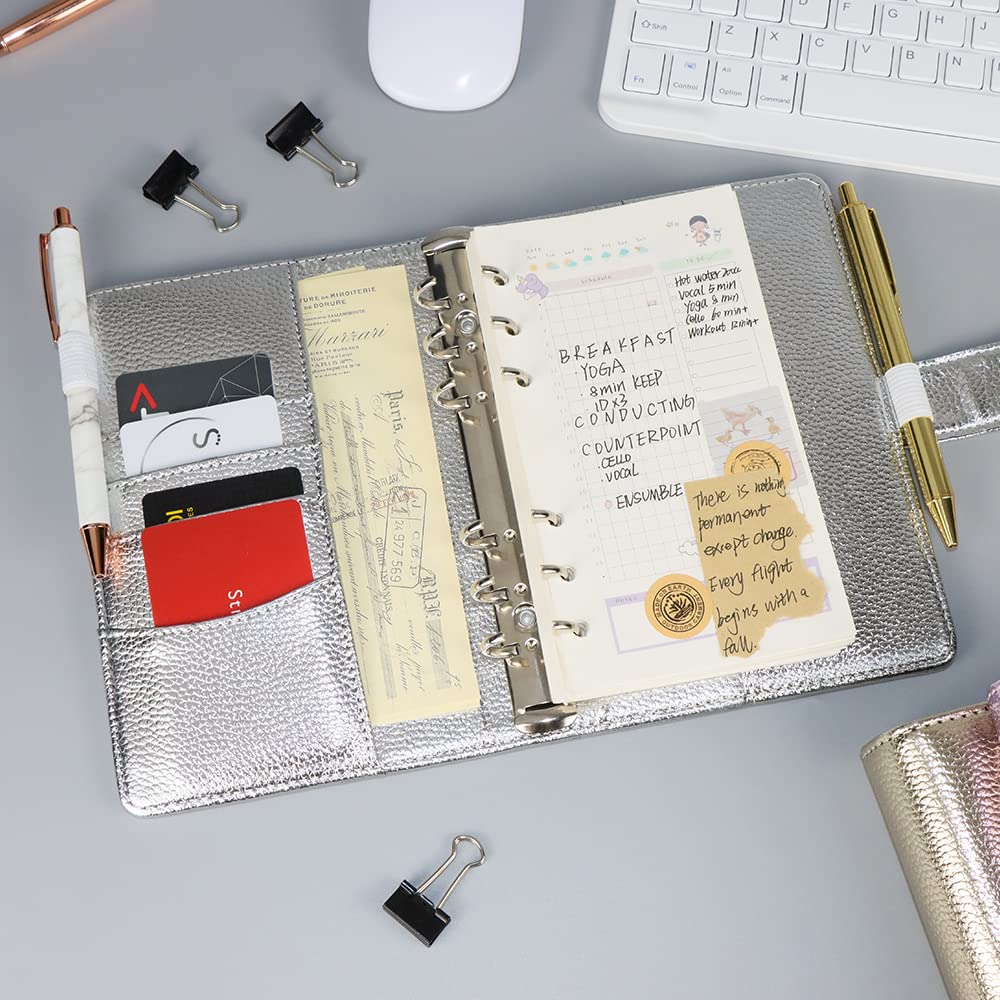 Amazon | A6 バジェットバインダー シルバーPUレザーバインダーカバー